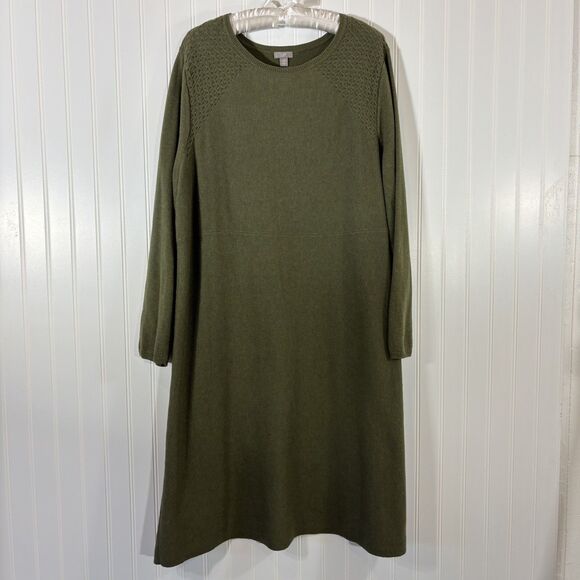 J. Jill Dresses & Skirts - J. Jill Womens Green Sweater Dress 2X Cotton Capsule Classic Minimalist Teacher